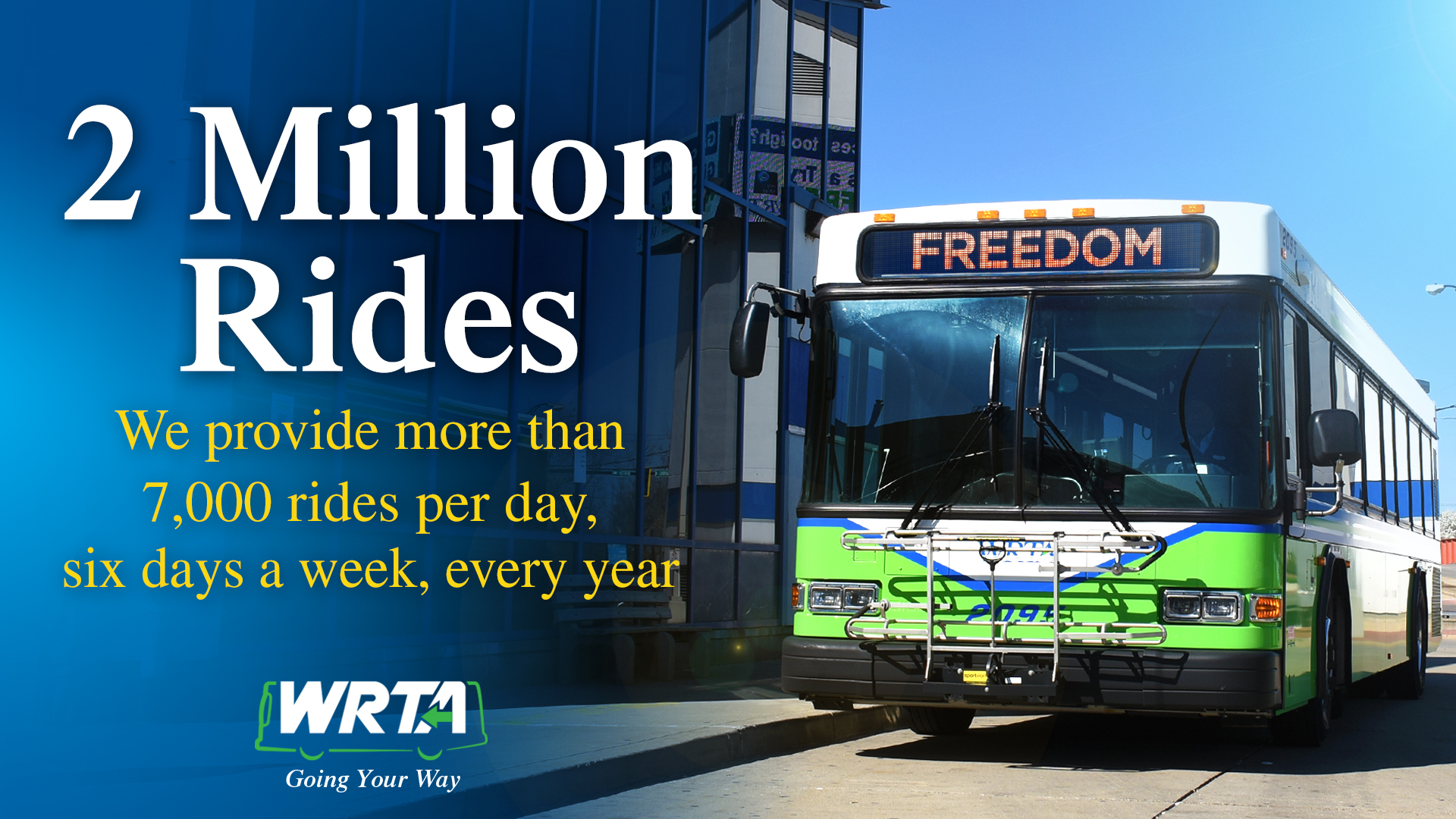 WRTA service hours, destinations, annual ridership, and fare information