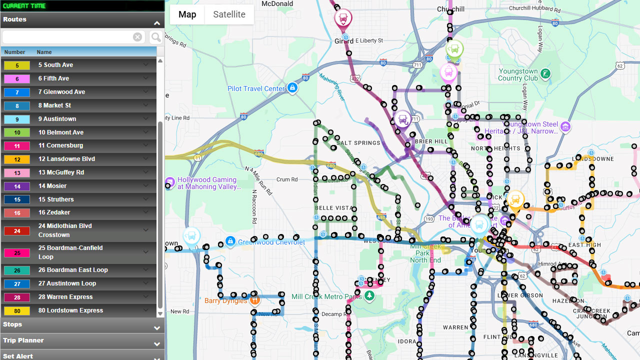WRTA real-time bus tracker map